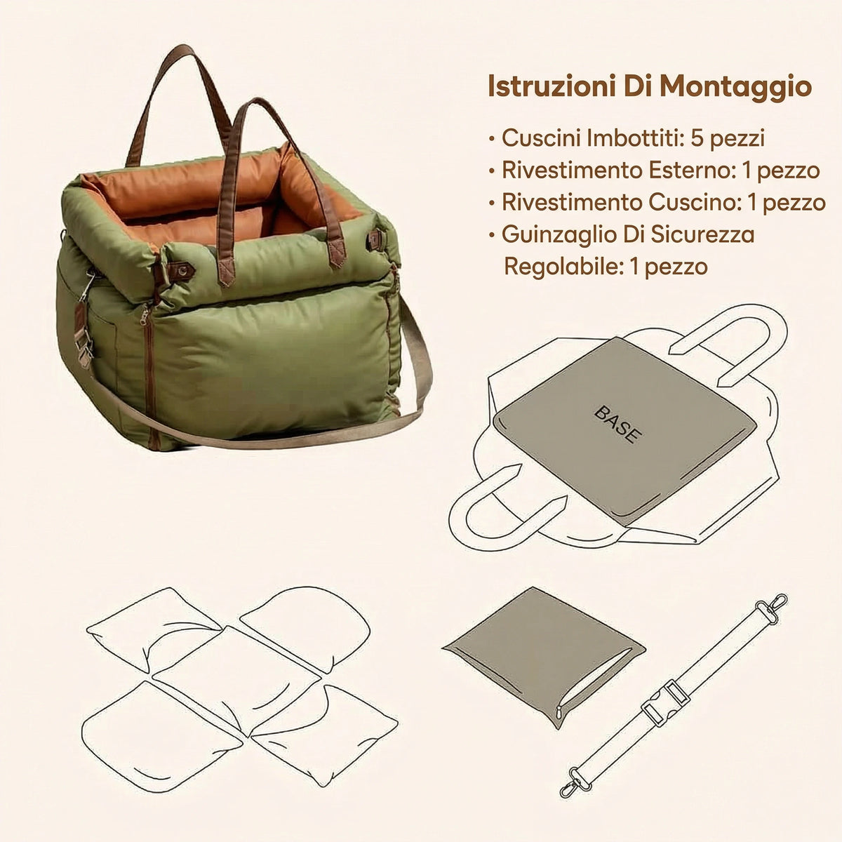 Seggiolino Auto in Pelle Comfort Urbano per Cani - FidoSit
