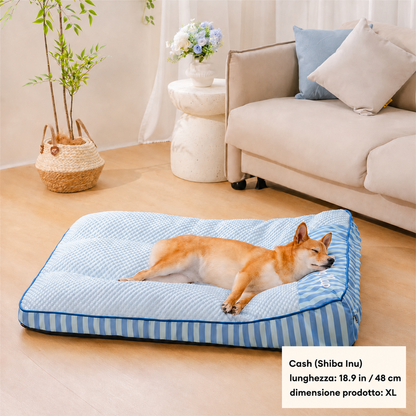 Shiba Inu resting on an XL cooling dog bed
