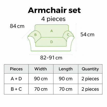 Four-piece armchair sherpa sofa-cover set size guide