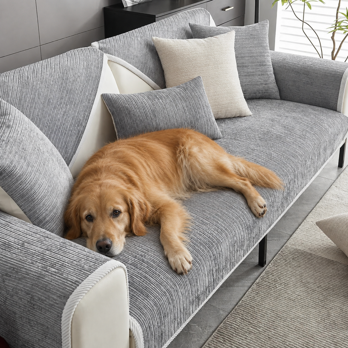 Waterproof Anti-Scratch Sofa Cover for Pets – Chenille, Machine Washable