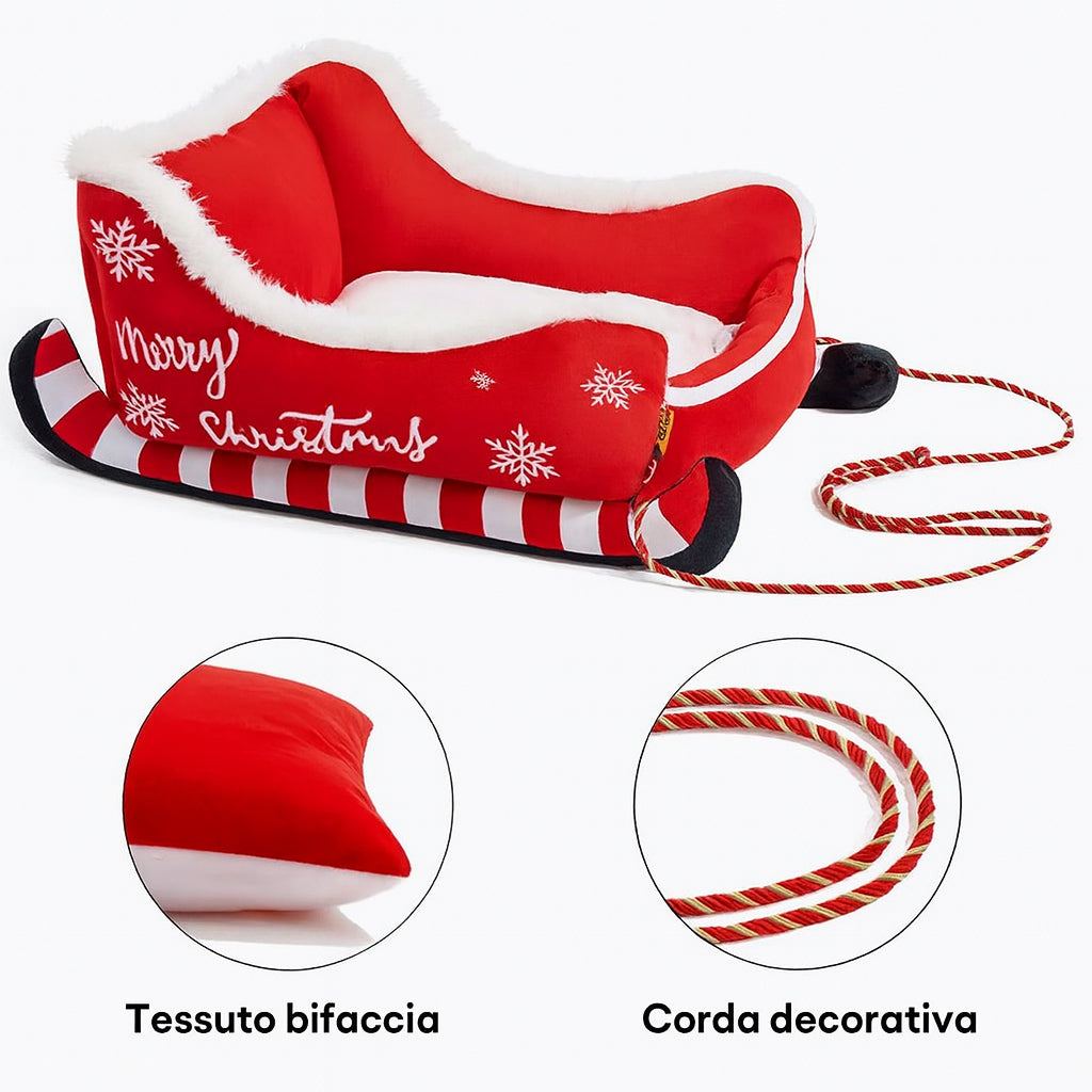 Cuccia Festiva a Forma di Slitta di Natale per Cani - FidoSit