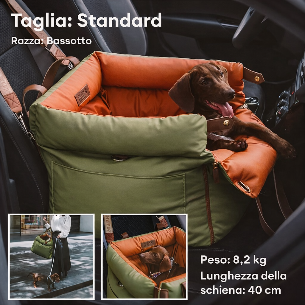 Seggiolino Auto in Pelle Comfort Urbano per Cani - FidoSit