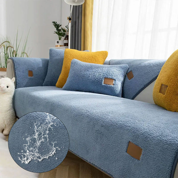 Thick Soft Waterproof Sherpa-Effect Sofa Cover – Non-Slip