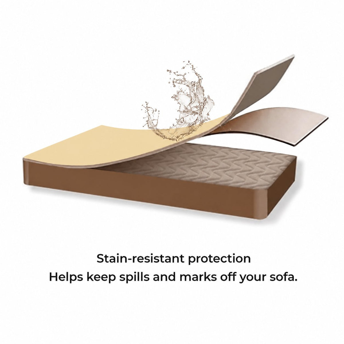 Stain-resistant sofa cover layer demonstration
