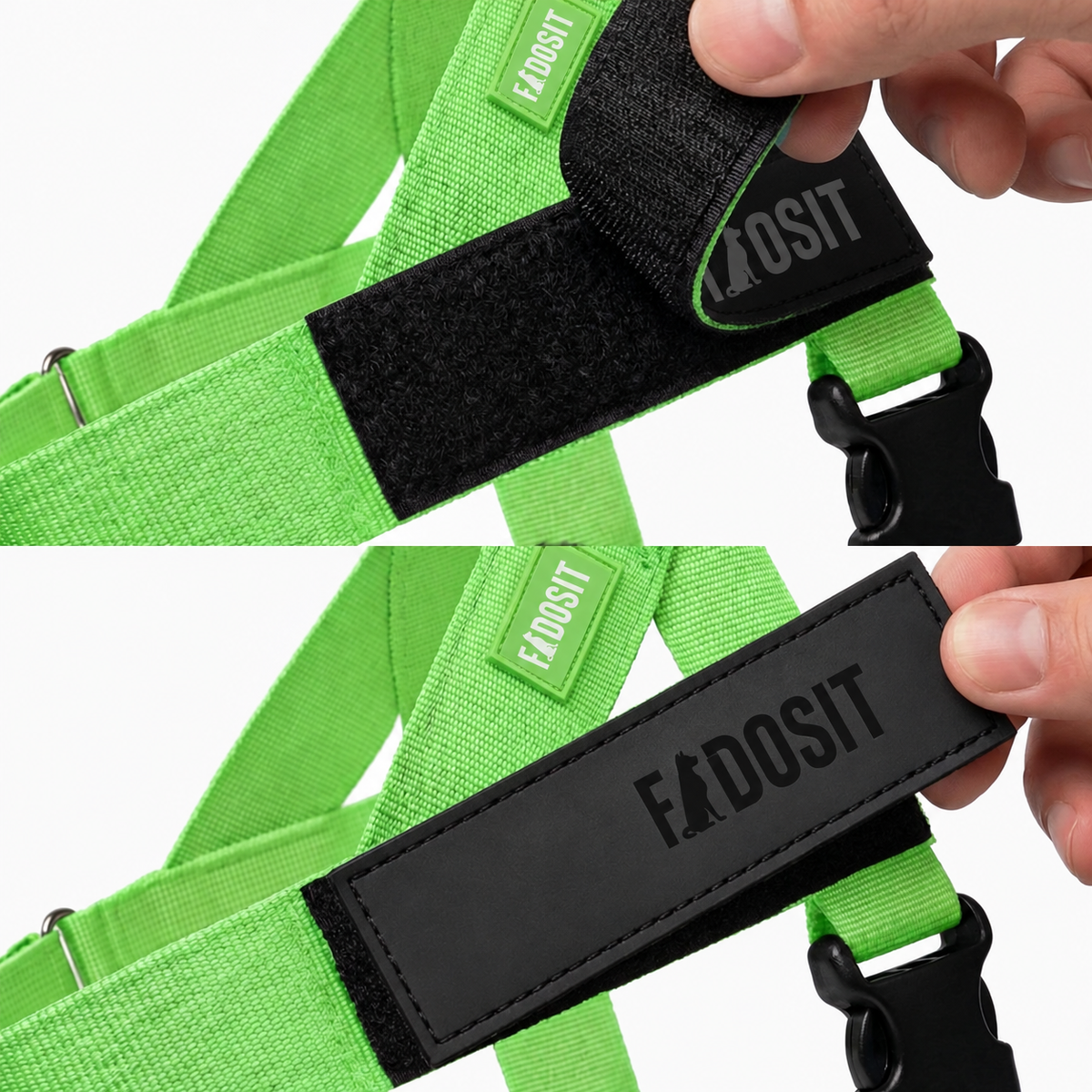 FidoSit adjustable dog harness in Neon Green, product photo 2