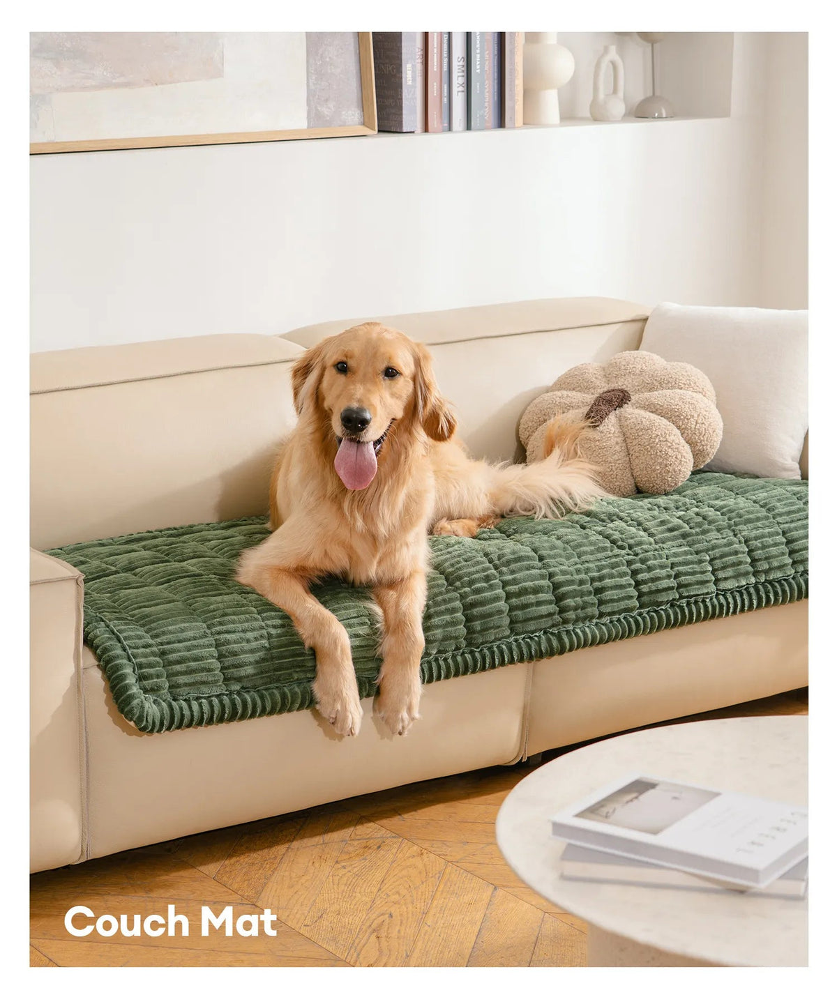 Waterproof flannel pet mat used on a couch