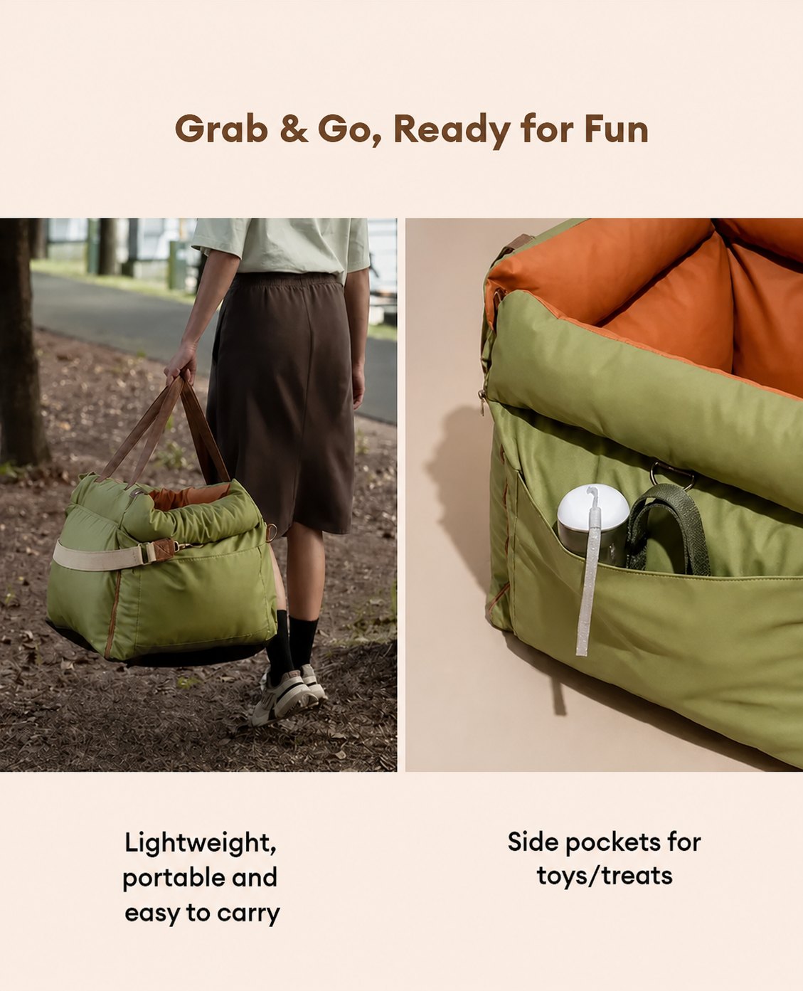 Urban Comfort dog car seat is lightweight, portable and easy to carry