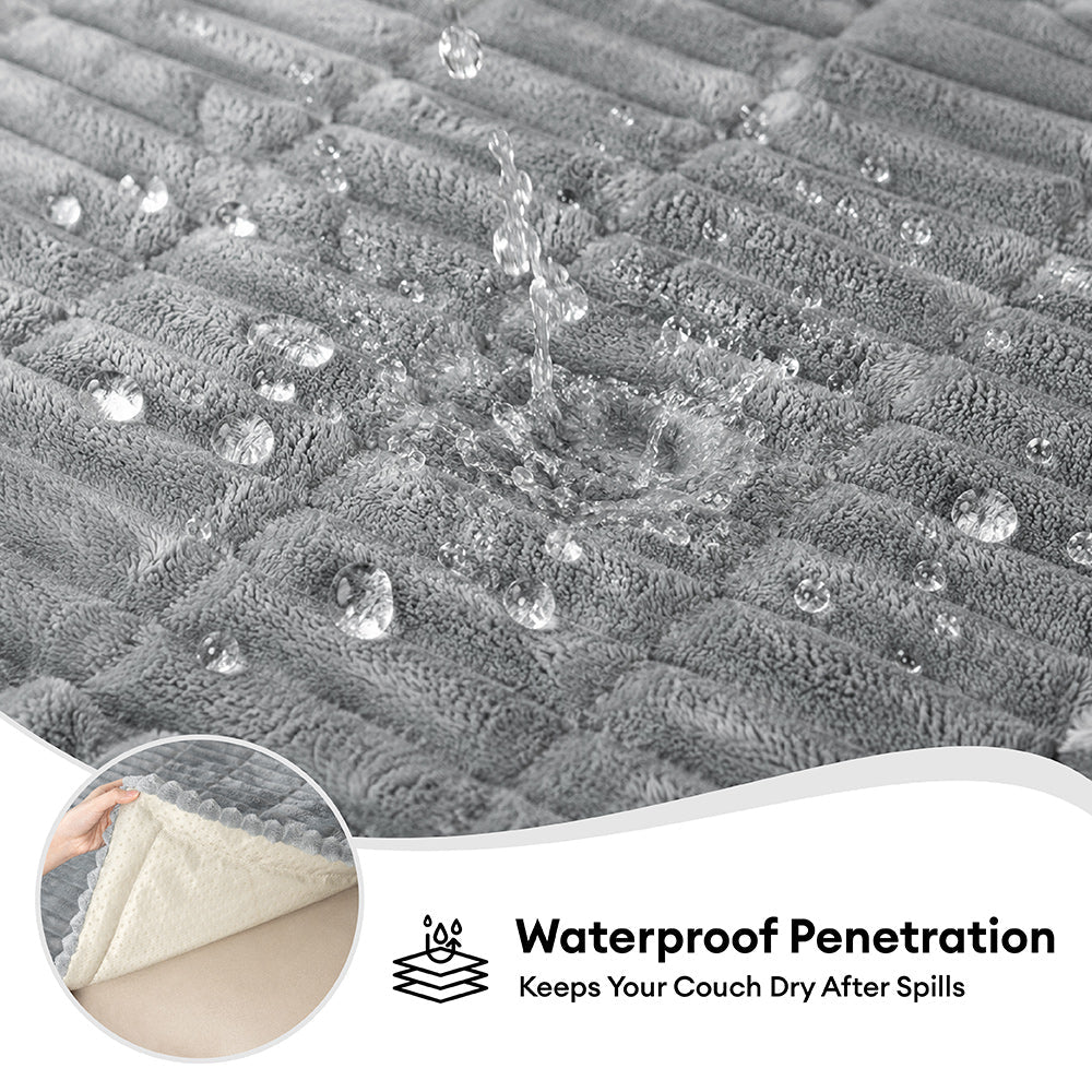 Soft flannel pet mat protecting a sofa