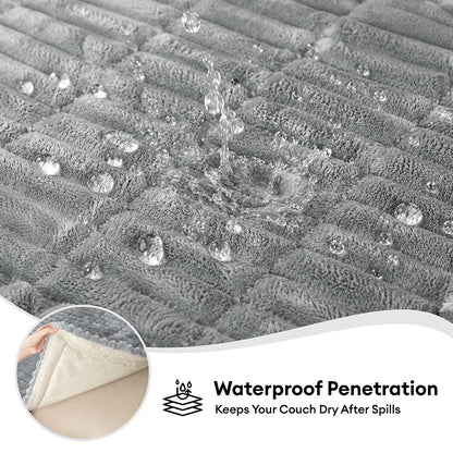 Soft flannel pet mat protecting a sofa