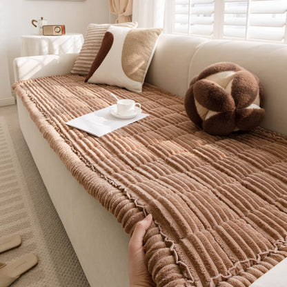 Waterproof pet sofa cover with a soft flannel finish