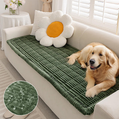 Dark green waterproof soft flannel pet mat and couch cover
