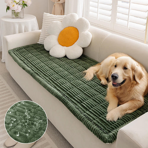 Dark green waterproof soft flannel pet mat and couch cover