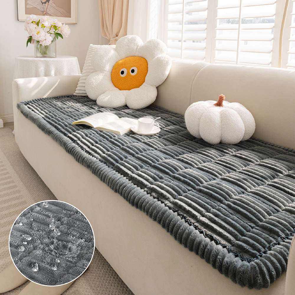 Dark grey waterproof soft flannel pet mat and couch cover