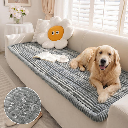Grey waterproof soft flannel pet mat and couch cover