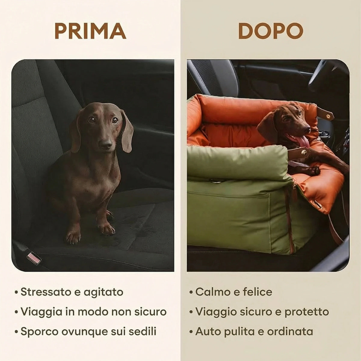 Seggiolino Auto in Pelle Comfort Urbano per Cani - FidoSit