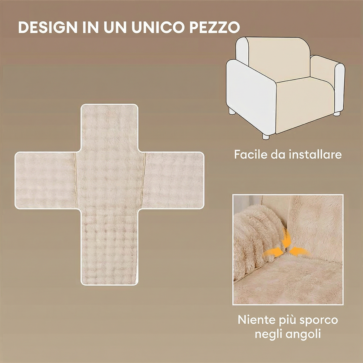 Copridivano Pezzo Unico Effetto Peluche Impermeabile - FidoSit