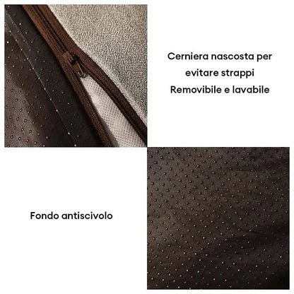 Hidden zipper and non-slip base details