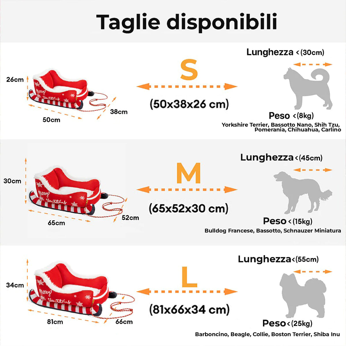 Cuccia Festiva a Forma di Slitta di Natale per Cani - FidoSit