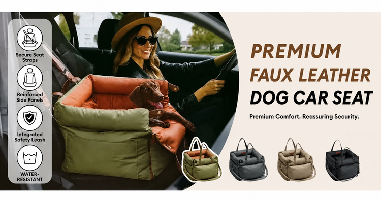 Premium faux leather dog car seat